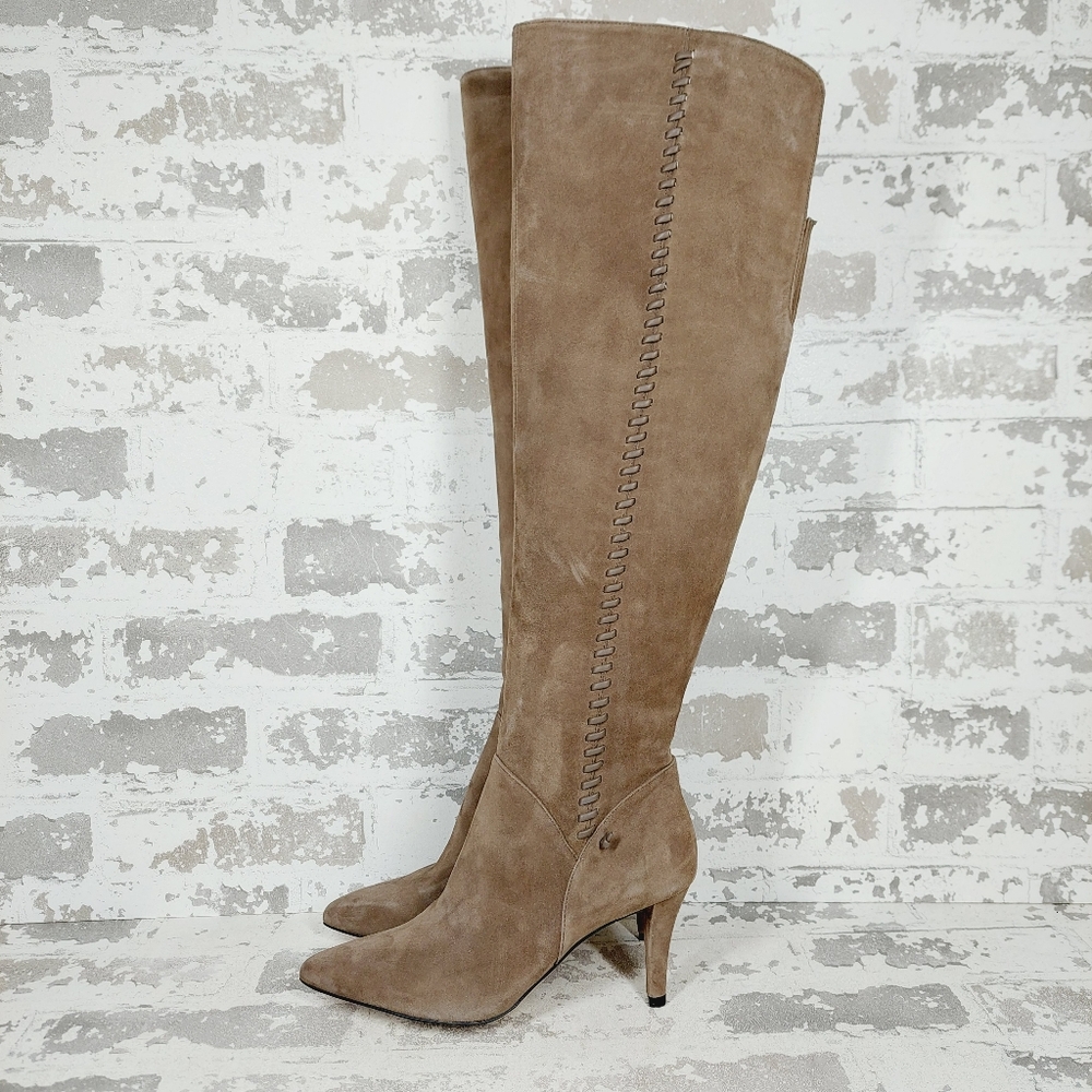 New Vince Camuto Seselti Suede Brown Over the Knee Boots M495